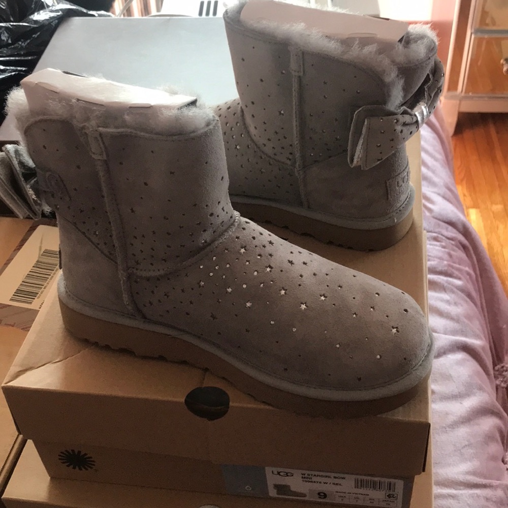 UGG “Stargirl” grey boots with bow - Picture 3 of 6